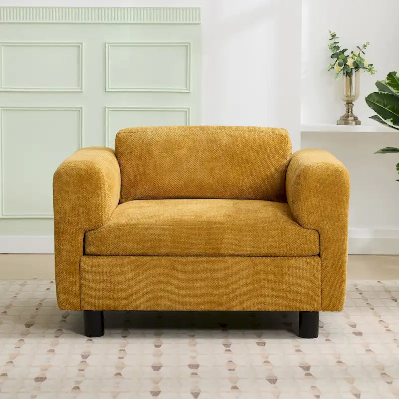 Fauteuil Moderne Surdimensionné Confortable, Fauteuil d'appoint, Canapé Simple pour Salon, Chambre, Bureau, Appartement, Tissu Velours Tissé