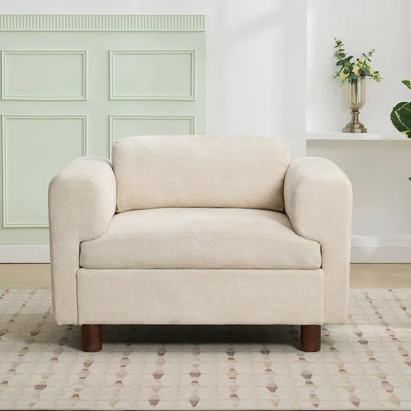 Fauteuil Moderne Surdimensionné Confortable, Fauteuil d'appoint, Canapé Simple pour Salon, Chambre, Bureau, Appartement, Tissu Velours Tissé