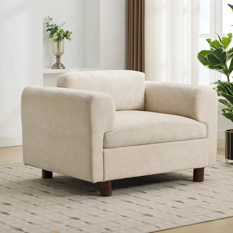 Fauteuil Moderne Surdimensionné Confortable, Fauteuil d'appoint, Canapé Simple pour Salon, Chambre, Bureau, Appartement, Tissu Velours Tissé