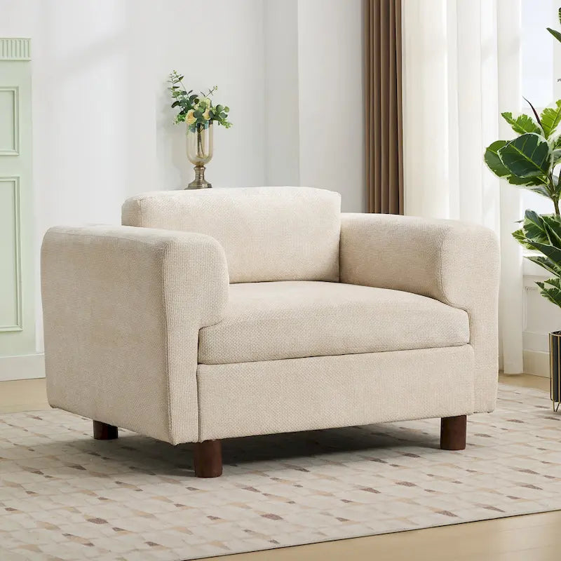 Fauteuil Moderne Surdimensionné Confortable, Fauteuil d'appoint, Canapé Simple pour Salon, Chambre, Bureau, Appartement, Tissu Velours Tissé