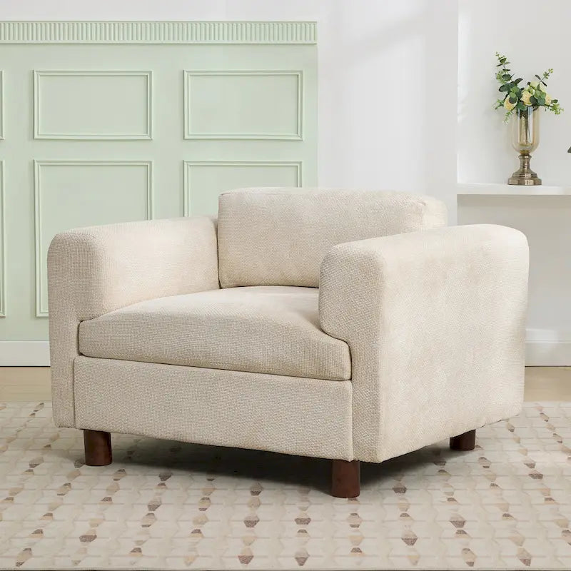 Fauteuil Moderne Surdimensionné Confortable, Fauteuil d'appoint, Canapé Simple pour Salon, Chambre, Bureau, Appartement, Tissu Velours Tissé