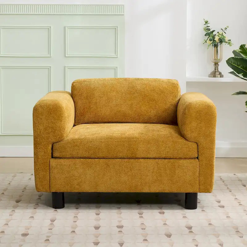 Fauteuil Moderne Surdimensionné Confortable, Fauteuil d'appoint, Canapé Simple pour Salon, Chambre, Bureau, Appartement, Tissu Velours Tissé