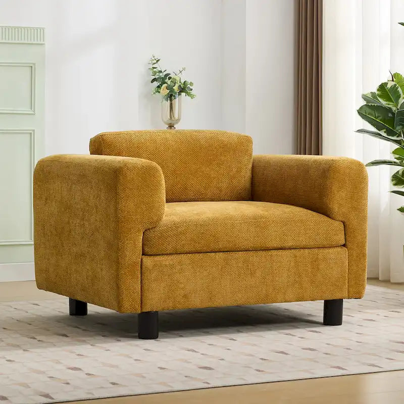 Fauteuil Moderne Surdimensionné Confortable, Fauteuil d'appoint, Canapé Simple pour Salon, Chambre, Bureau, Appartement, Tissu Velours Tissé