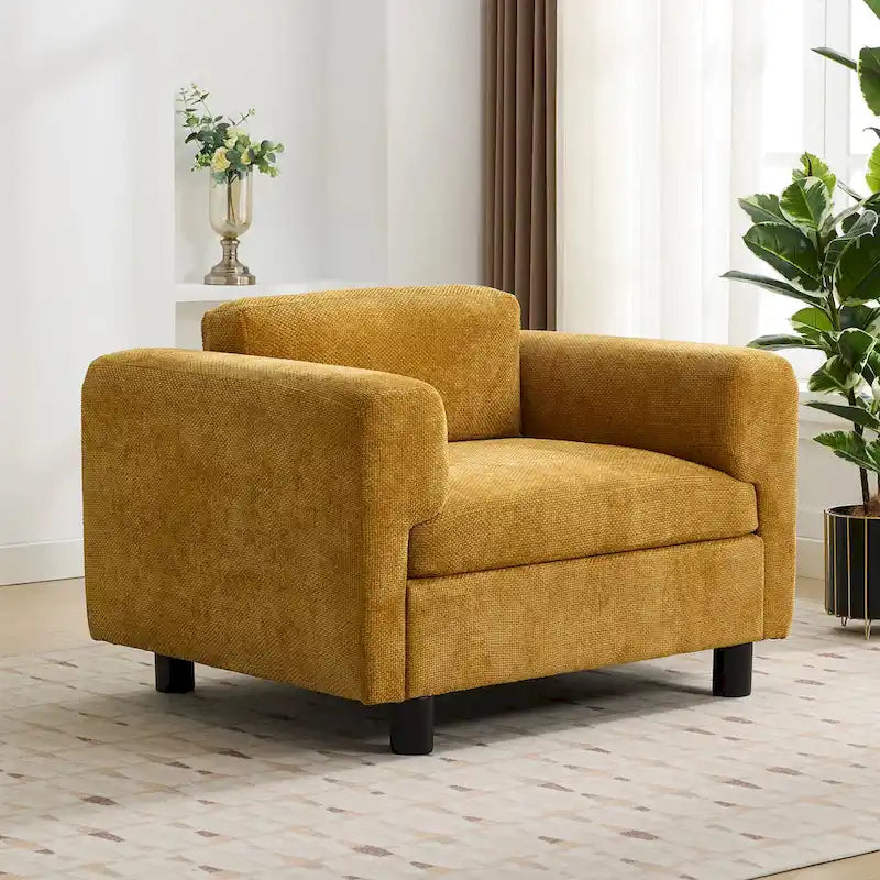 Fauteuil Moderne Surdimensionné Confortable, Fauteuil d'appoint, Canapé Simple pour Salon, Chambre, Bureau, Appartement, Tissu Velours Tissé