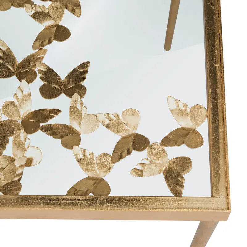 Bureau papillon feuille d'or antique