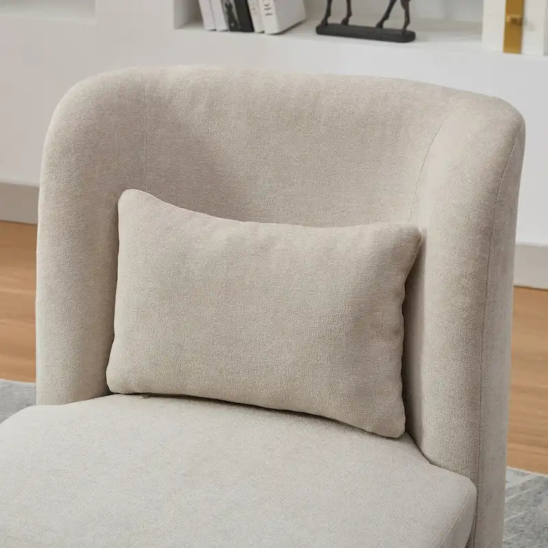 Chaise sans accoudoirs pivotante à 360° avec base en métal, coussin en mousse haute densité et oreiller inclus