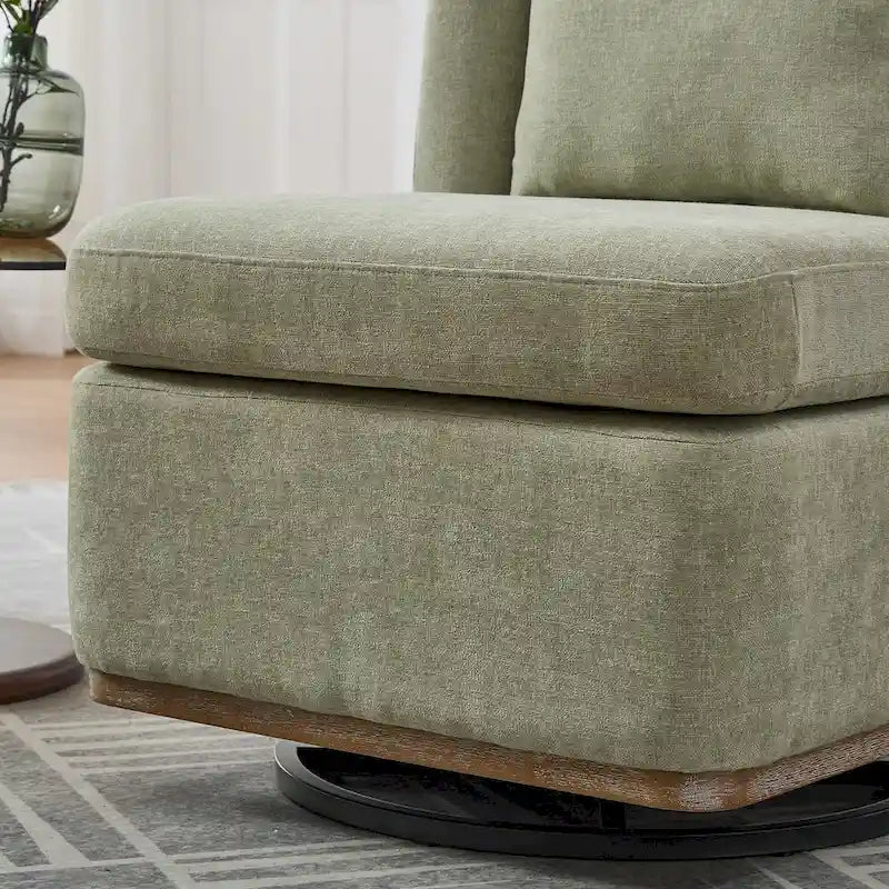 Chaise sans accoudoirs pivotante à 360° avec base en métal, coussin en mousse haute densité et oreiller inclus