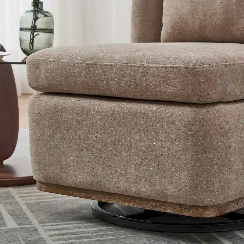 Chaise sans accoudoirs pivotante à 360° avec base en métal, coussin en mousse haute densité et oreiller inclus