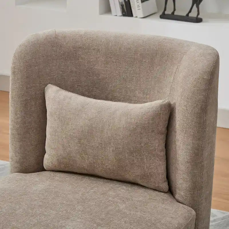 Chaise sans accoudoirs pivotante à 360° avec base en métal, coussin en mousse haute densité et oreiller inclus