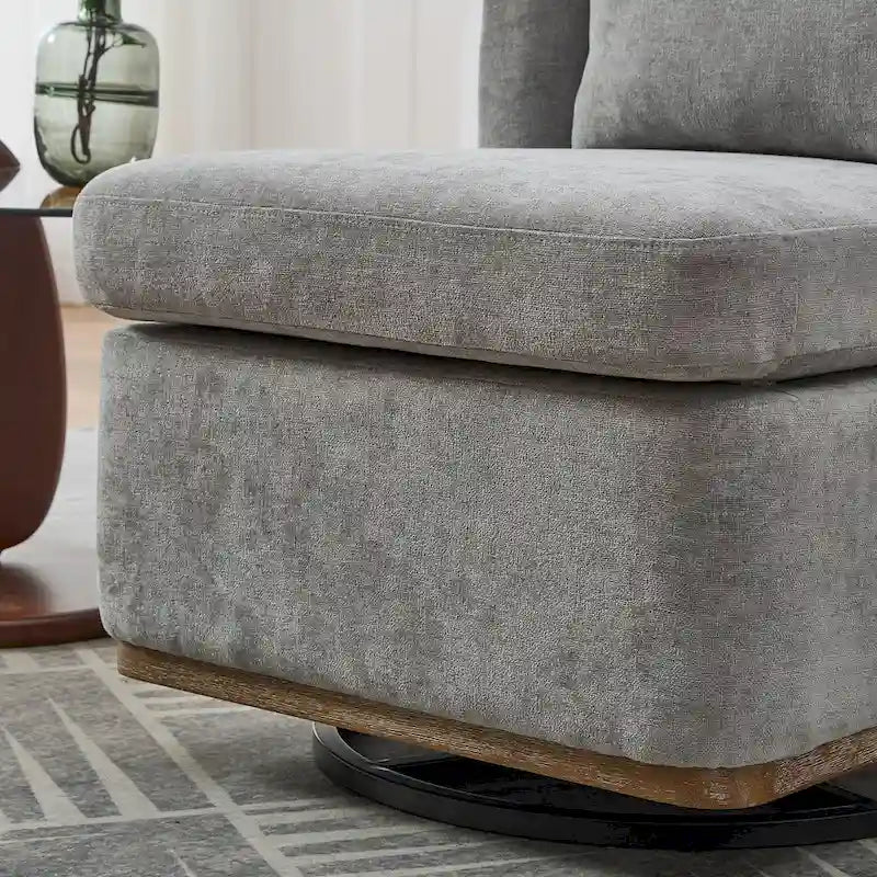 Chaise sans accoudoirs pivotante à 360° avec base en métal, coussin en mousse haute densité et oreiller inclus