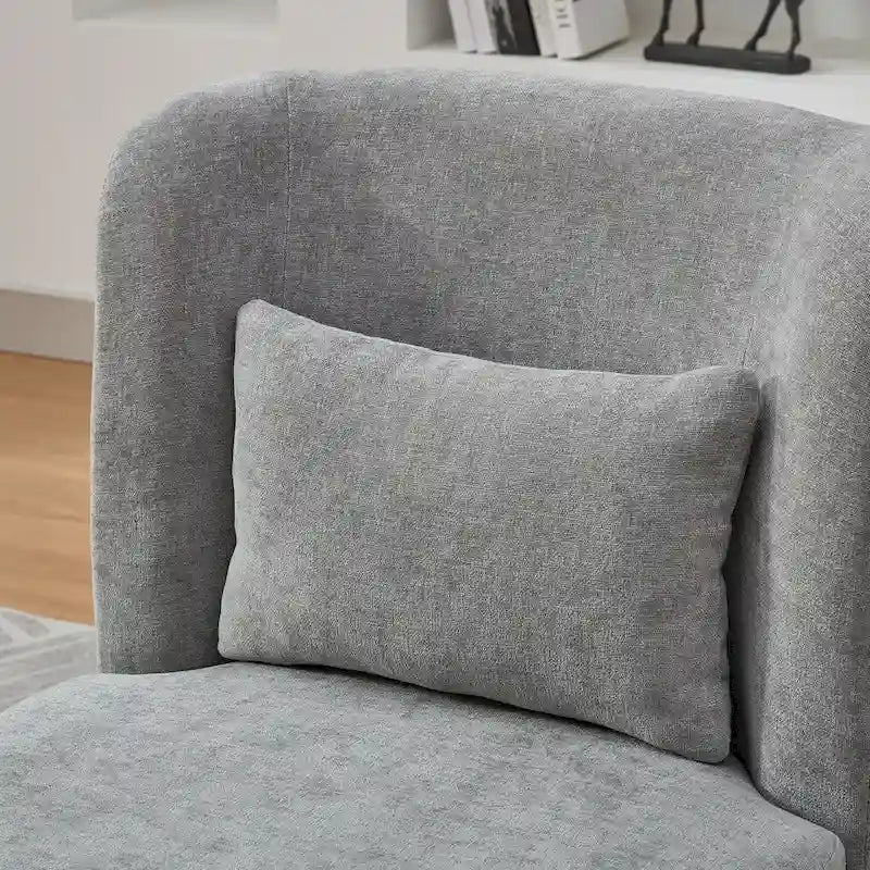 Chaise sans accoudoirs pivotante à 360° avec base en métal, coussin en mousse haute densité et oreiller inclus