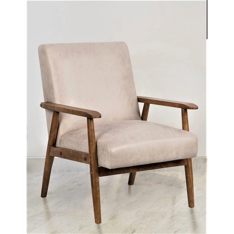 Chaise classique en bois/microfibre aspect cuir avec assise rembourrée