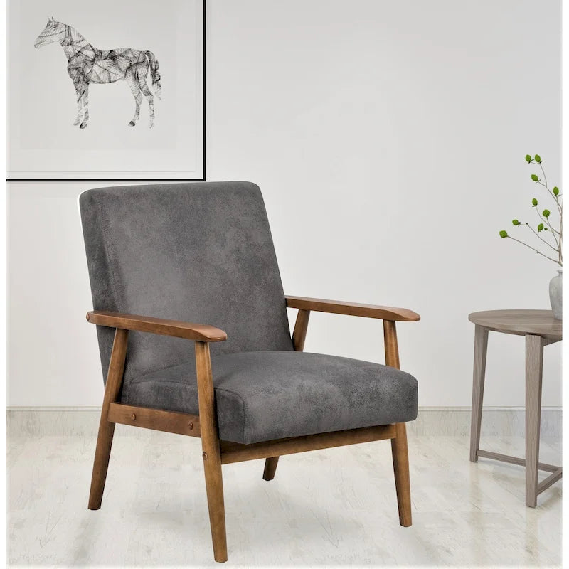 Chaise classique en bois/microfibre aspect cuir avec assise rembourrée