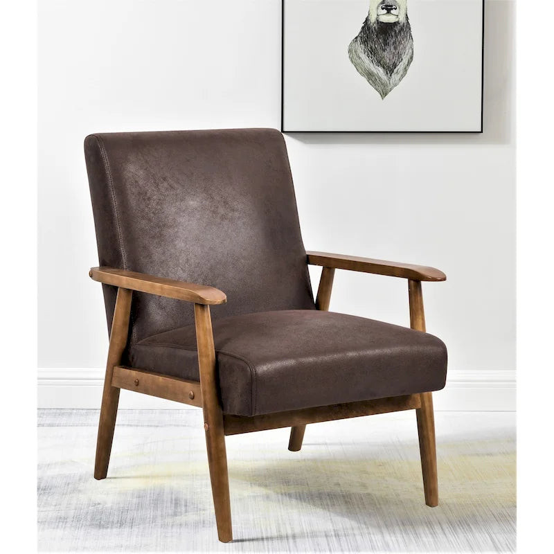 Chaise classique en bois/microfibre aspect cuir avec assise rembourrée