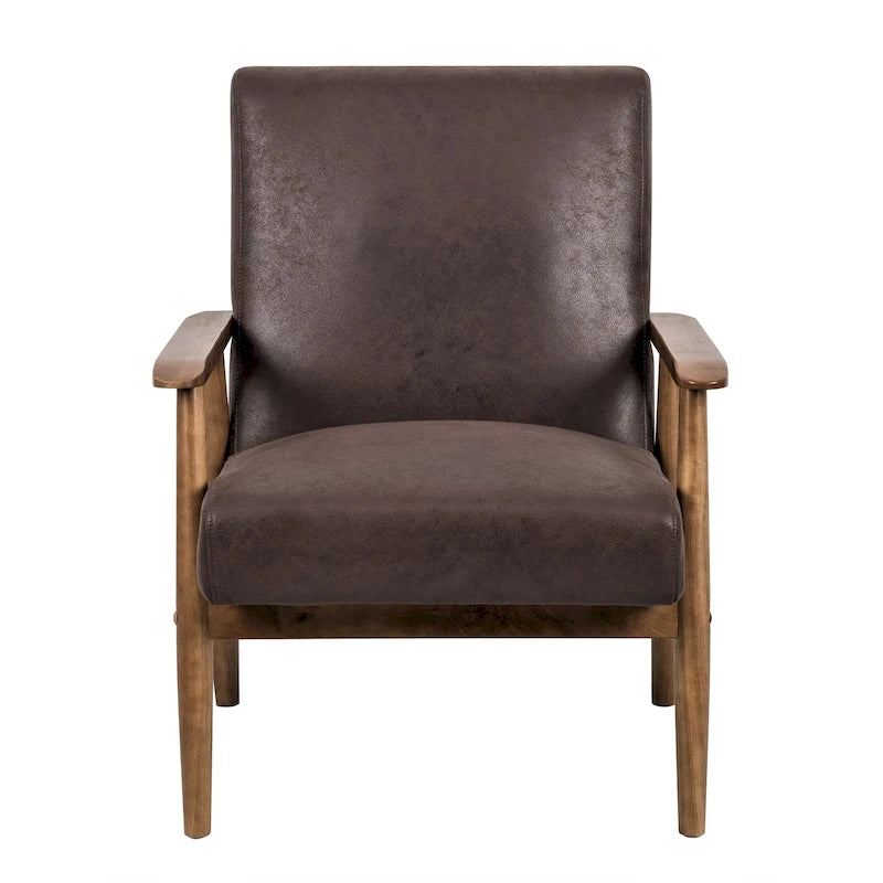 Chaise classique en bois/microfibre aspect cuir avec assise rembourrée