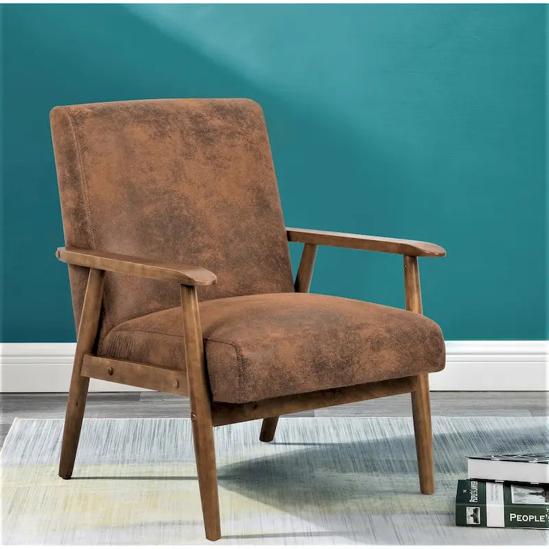 Chaise classique en bois/microfibre aspect cuir avec assise rembourrée