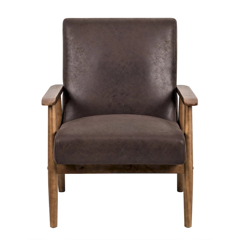 Chaise classique en bois/microfibre aspect cuir avec assise rembourrée