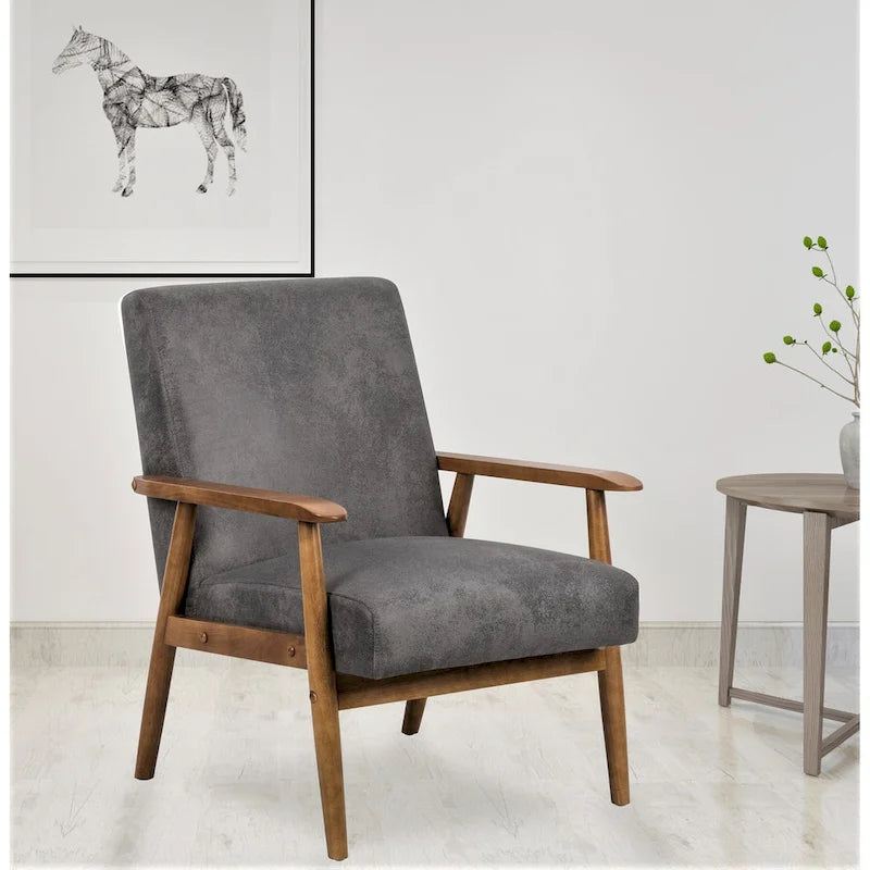 Chaise classique en bois/microfibre aspect cuir avec assise rembourrée