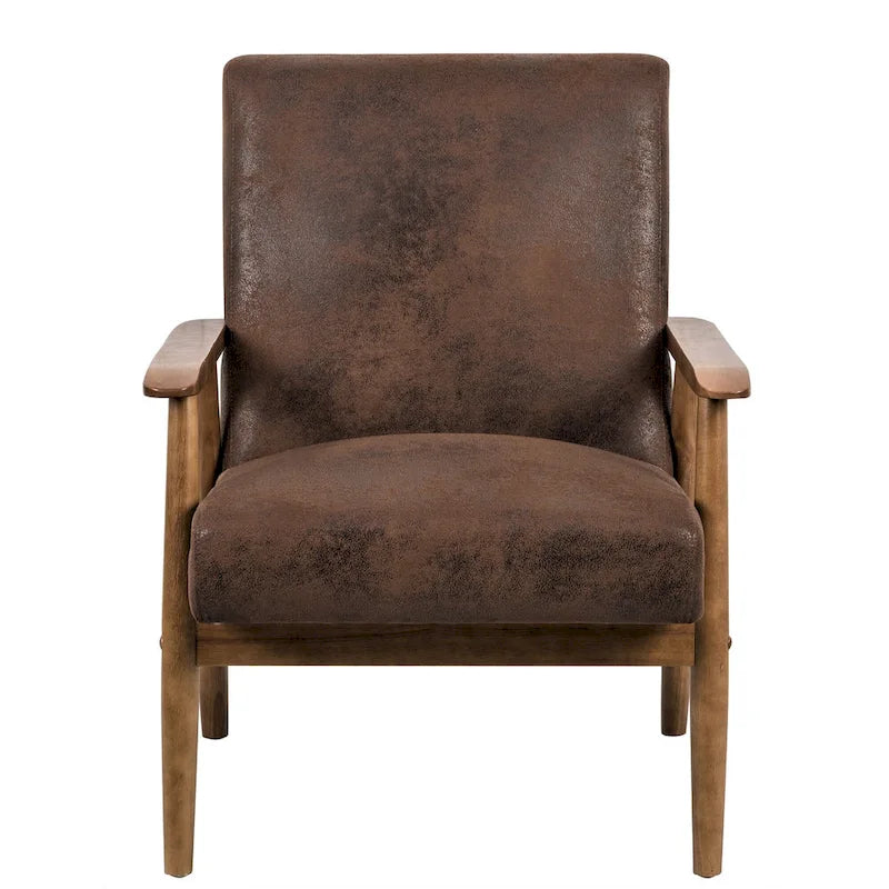 Chaise classique en bois/microfibre aspect cuir avec assise rembourrée