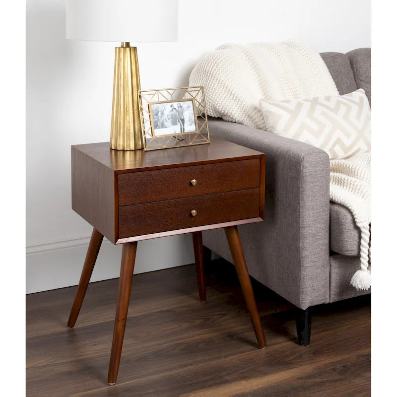 Nightstand Side Table with 2 Drawers