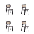 Chaise de salle à manger carrée en cannage noir et naturel - Lot de 2