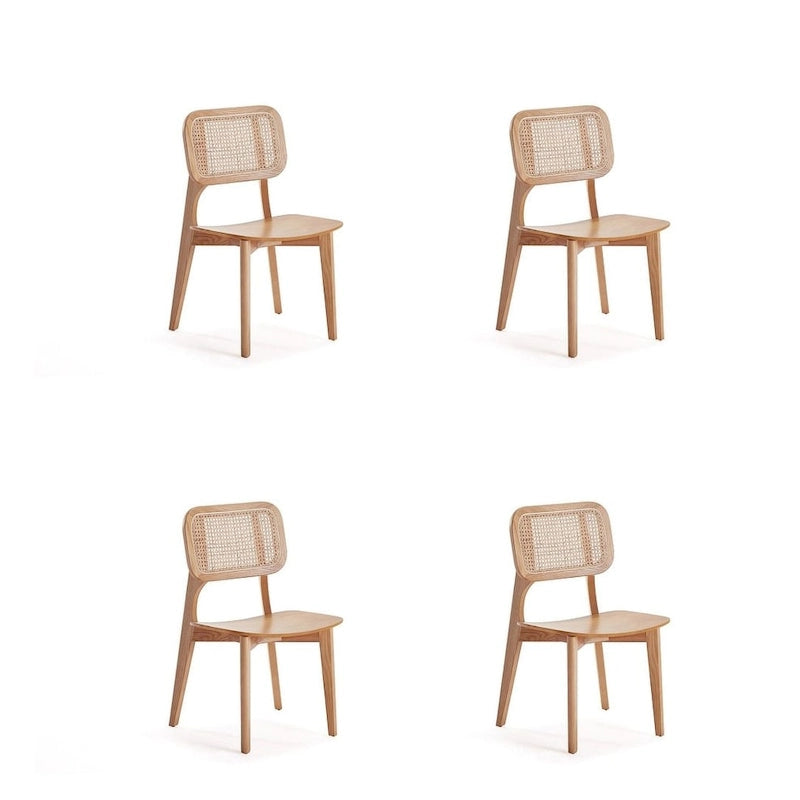 Chaise de salle à manger carrée en cannage noir et naturel - Lot de 2