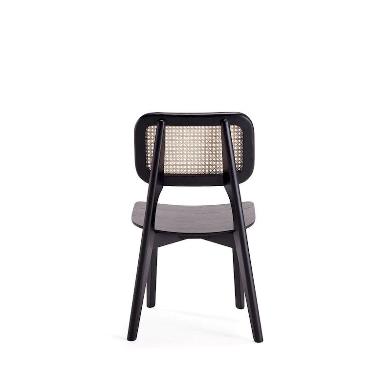 Chaise de salle à manger carrée en cannage noir et naturel - Lot de 2