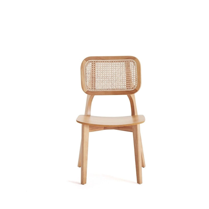 Chaise de salle à manger carrée en cannage noir et naturel - Lot de 2