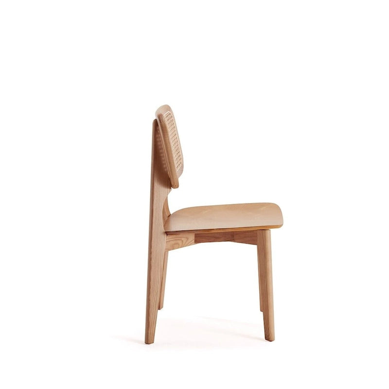 Chaise de salle à manger carrée en cannage noir et naturel - Lot de 2