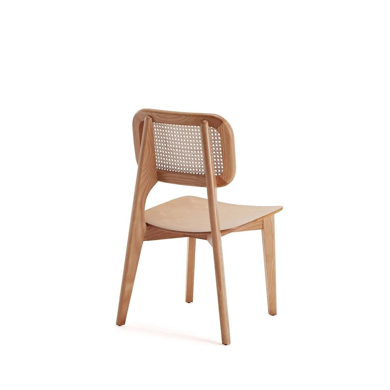 Chaise de salle à manger carrée en cannage noir et naturel - Lot de 2
