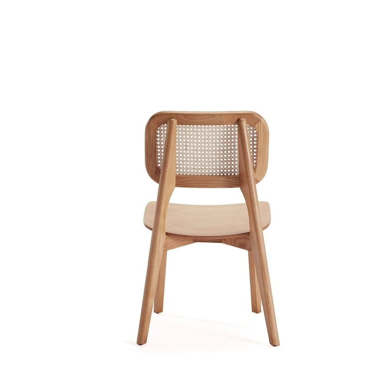 Chaise de salle à manger carrée en cannage noir et naturel - Lot de 2
