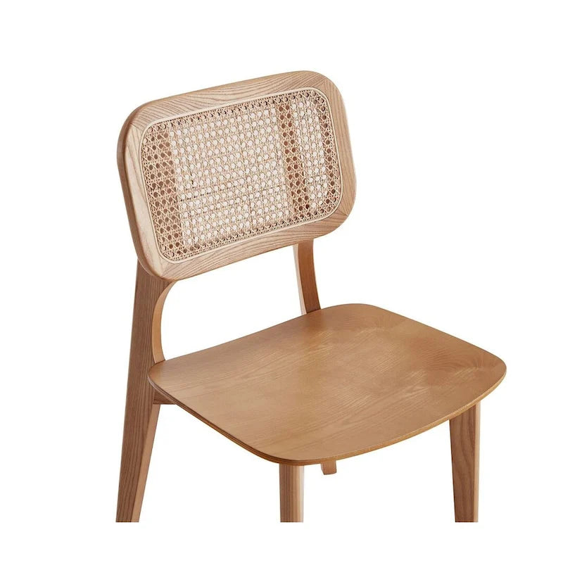 Chaise de salle à manger carrée en cannage noir et naturel - Lot de 2