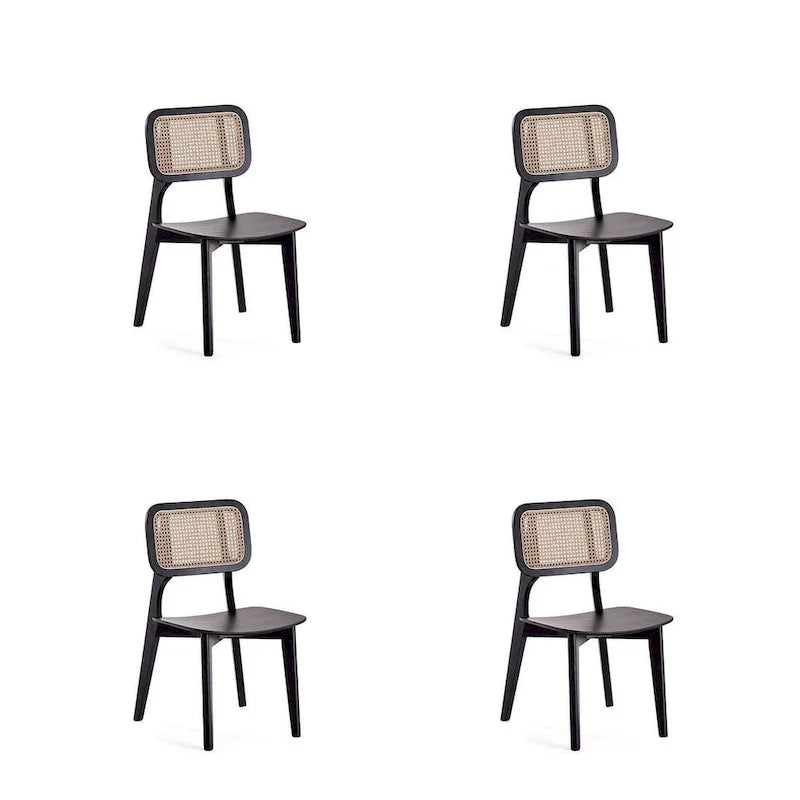 Chaise de salle à manger carrée en cannage noir et naturel - Lot de 2