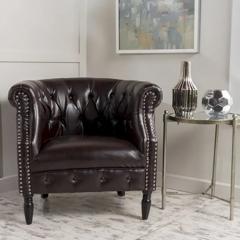 Tufted Bonded Leather Club Chair