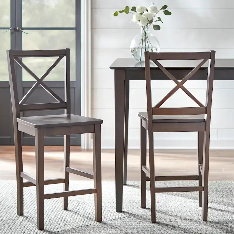 Cross Back 24-inch Stool (Set of 2)
