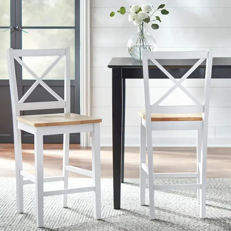 Cross Back 24-inch Stool (Set of 2)