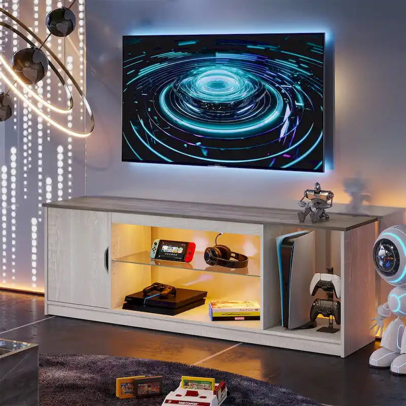 Modern TV Stand for up to 65 TVs Gaming Entertainment Center with Adjustable Shelves for PS5 - 58 inches