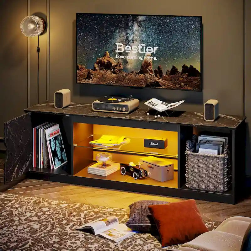 Modern TV Stand for up to 65 TVs Gaming Entertainment Center with Adjustable Shelves for PS5 - 58 inches