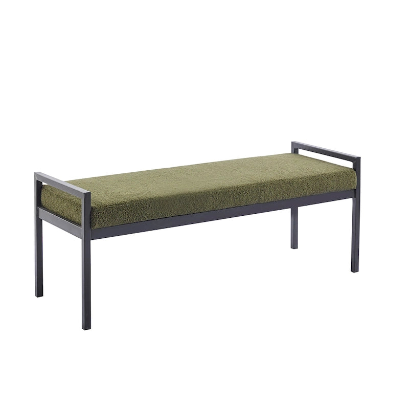Banc rembourré en tissu avec pieds en acier