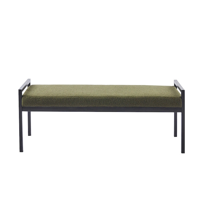 Banc rembourré en tissu avec pieds en acier