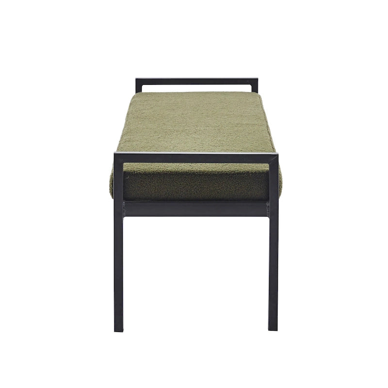 Banc rembourré en tissu avec pieds en acier