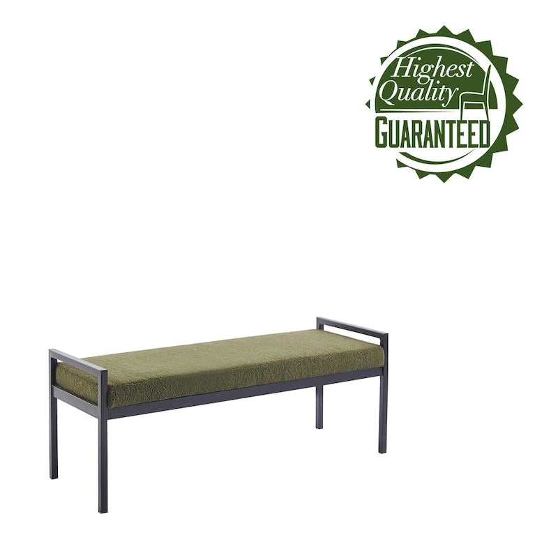 Banc rembourré en tissu avec pieds en acier