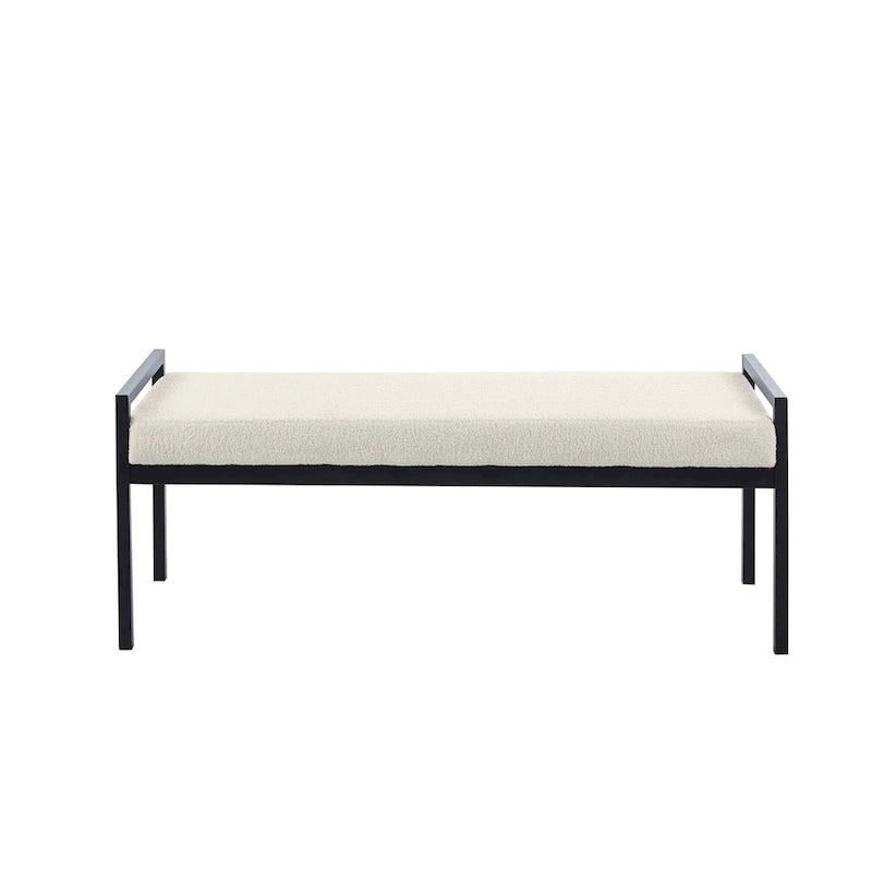 Banc rembourré en tissu avec pieds en acier