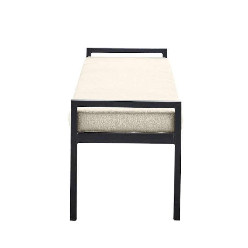 Banc rembourré en tissu avec pieds en acier