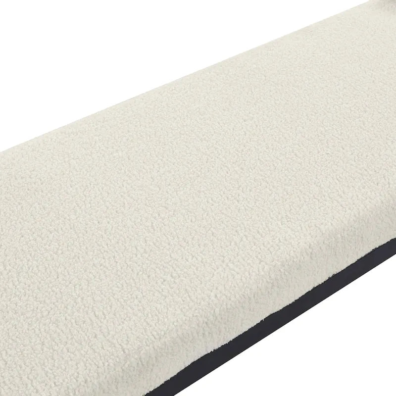 Banc rembourré en tissu avec pieds en acier