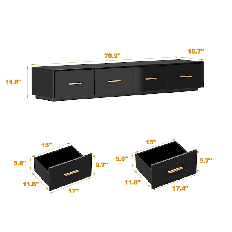 70,9 Console multimédia murale Solution de rangement chic pour cinémas maison