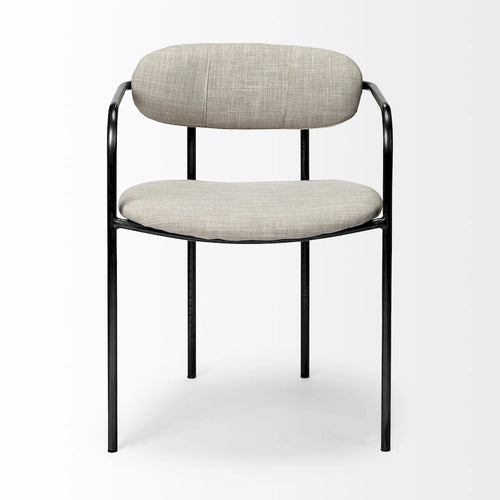 Chaise de salle à manger avec assise en tissu beige et cadre en métal gris acier - 21.5L x 21.1W x 28.7H