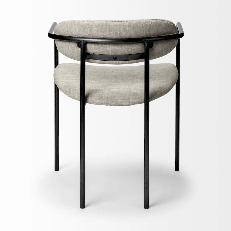 Chaise de salle à manger avec assise en tissu beige et cadre en métal gris acier - 21.5L x 21.1W x 28.7H