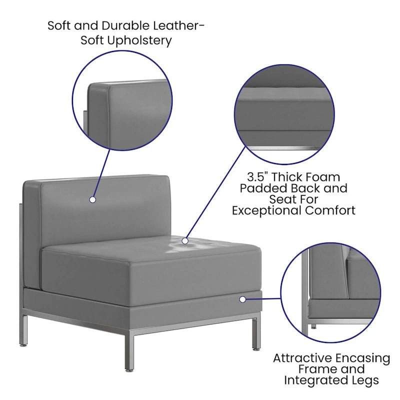 Contemporary LeatherSoft Middle Chair - 28W x 28.75D x 27.25H