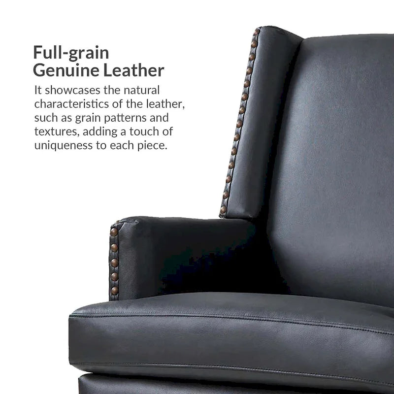 Fauteuil en cuir véritable avec cadre en bois massif et coussin d'assise amovible, lot de 2